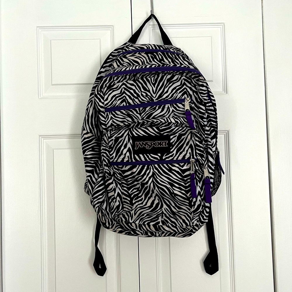 Jansport zebra print book bag